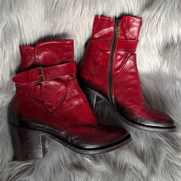 🔥 JO GHOST Italian Red Ombre Leather Ankle Boots Size 37 🔥 - Picture 3 of 10